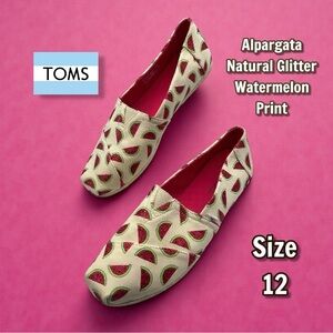TOMS Women's Alpargata Natural Glitter Watermelon Print Shoes Size 12